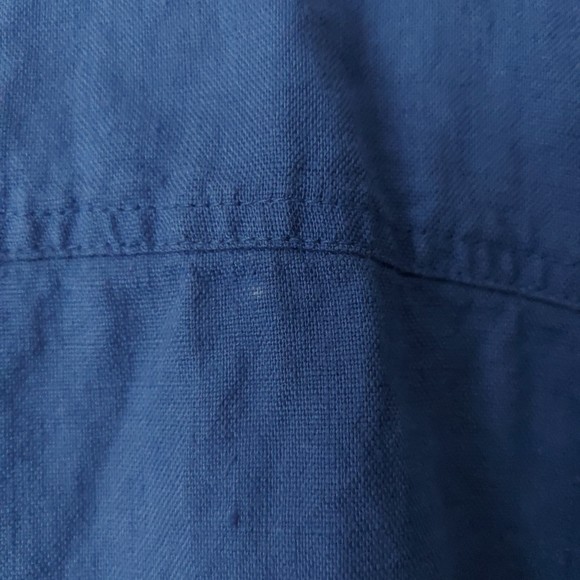 JM Collection 100% Linen Blue Button Down Top Studded Details Women's Sz 16 - Picture 14 of 14